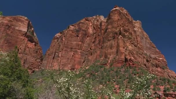 Montaña Rocosa Árida Empinada Vegetación Escasa Parque Nacional Zion — Vídeos de Stock