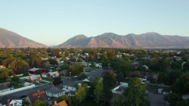 Barrios Urbanos Residenciales Spanish Fork City Utah County Aéreo — Vídeo de stock