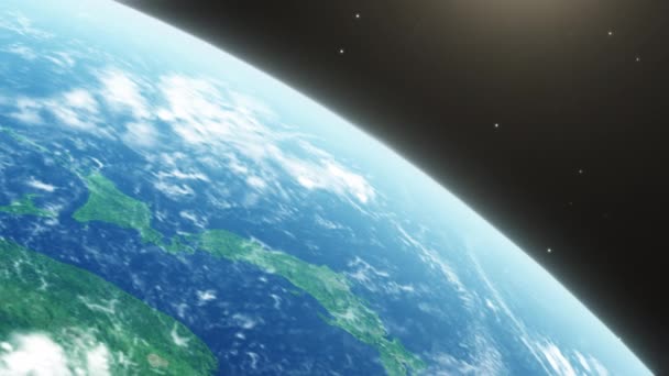 Japan Vanuit Ruimte Met Zonnevlam Heldere Horizon Planeet Aarde — Stockvideo
