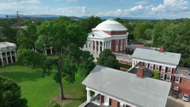 Uva University Virginia Rotunda Academical Village Letecká Architektura Jeffersonu Prezidenta — Stock video