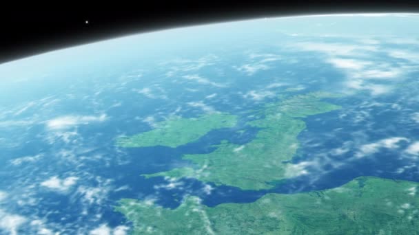 Gran Bretaña Desde Espacio Con Nubes Timelapse Moviéndose Sobre Paisaje — Vídeos de Stock