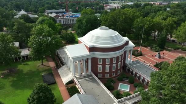 Rotunda University Virginia Uva Letecká Dráha Odhaluje Akademickou Vesnici Letní — Stock video
