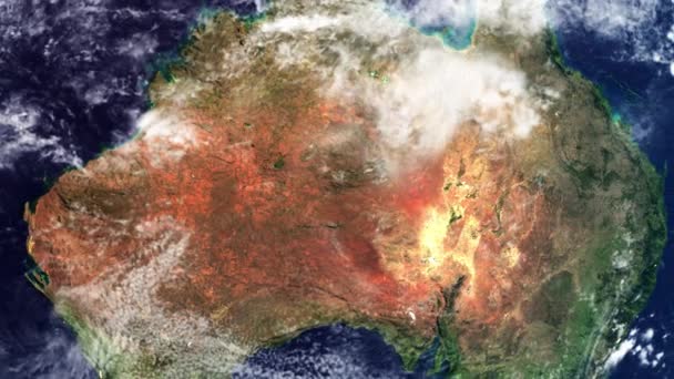 Australië Vanuit Ruimte Planeet Aarde Draaien Uitzoomen Sterren Achtergrond Tonen — Stockvideo