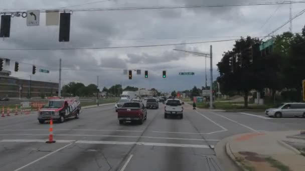 Pov Driving Truck Crossing Green Lights Hammond Usa — Stock video