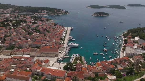 Aerial Shot Hvar Island Horvátországban Európában — Stock videók