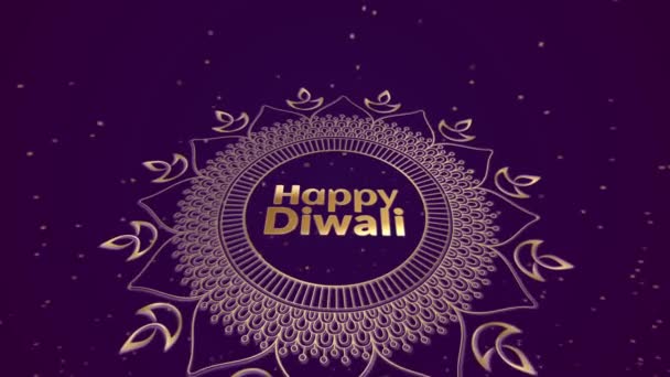 Mutlu Diwali Ler Altın Parçacıklarla Dönüşümlü Animasyon — Stok video