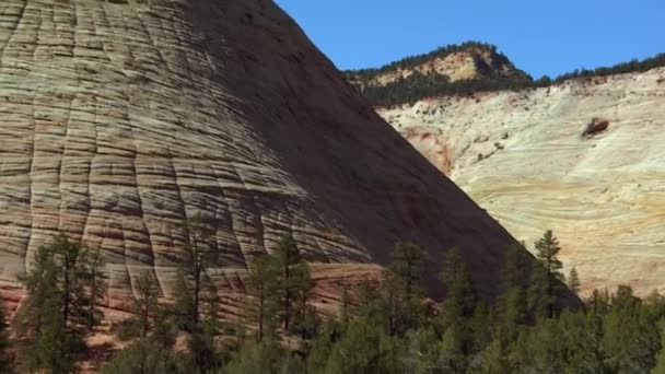 Jagged Erosion Pattern Zion National Park Sandstone Rock Formation — Stock Video