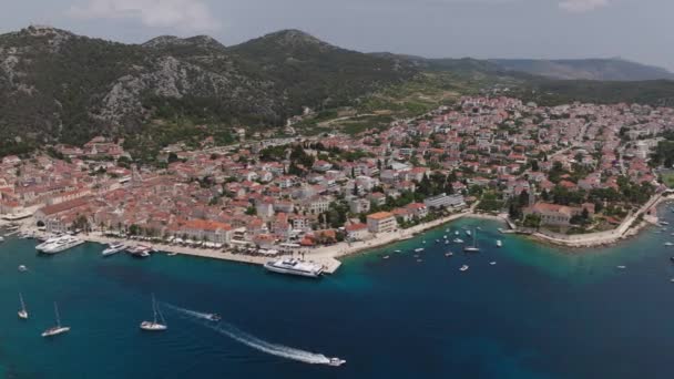 Hırvatistan Avrupa Daki Hvar Adası Nın Aerial Atışı — Stok video
