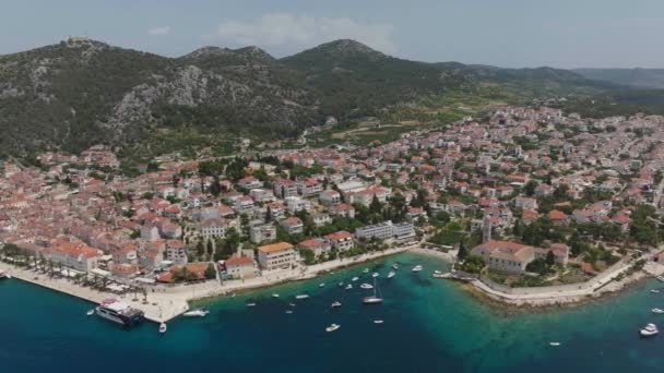 Aerial Shot Van Het Eiland Hvar Kroatië Europa — Stockvideo