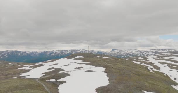Telefonní Stožár Mobilní Věž Zasněžených Horách Norsku Poblíž Osla — Stock video