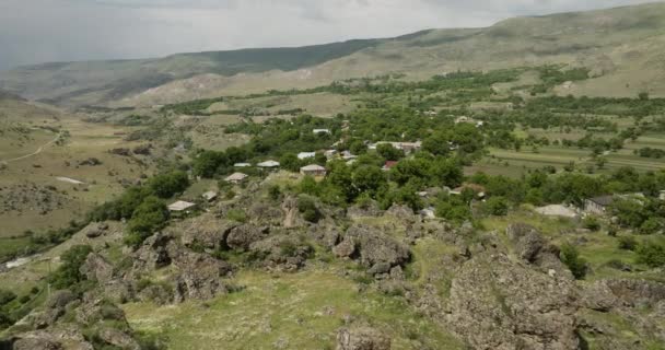 Rugged Mountains Idyllic Medieval Town Tmogvi Samtskhe Javakheti Georgia Letecký — Stock video