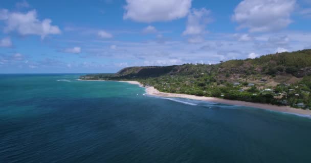 Tropikalne Wybrzeże Oceanu Oahu Hawajach Białymi Plażami Antena — Wideo stockowe