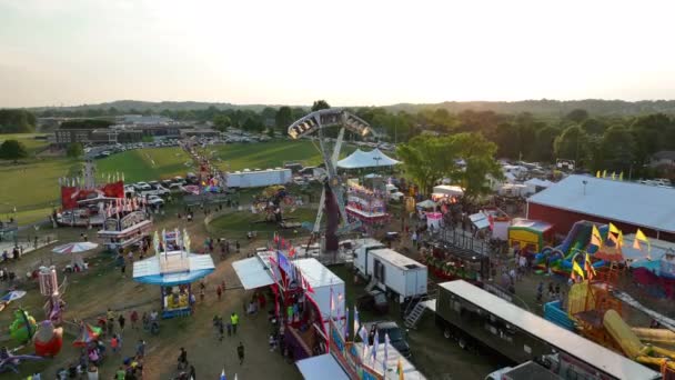 Jogos Carnaval Livre Passeios Revelação Aérea Feira Rural Americana Cidade — Vídeo de Stock