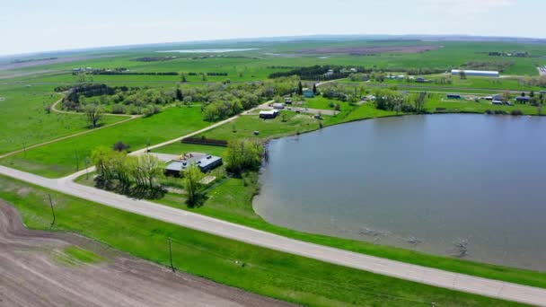 Aerial Orbital View Countryside Suburban Area Bismarck City Region North — стокове відео