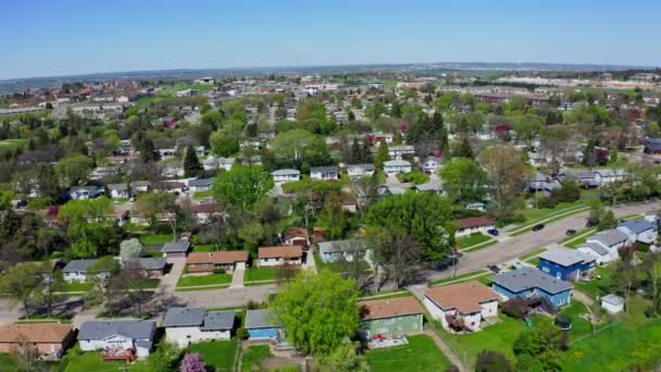 Belle Ville Paysage Vue Aérienne Avec Maisons Routes Par Une — Video