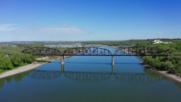 Scenic Railroad Bridge Missouri River Zomer Bismarck North Dakota Verenigde — Stockvideo