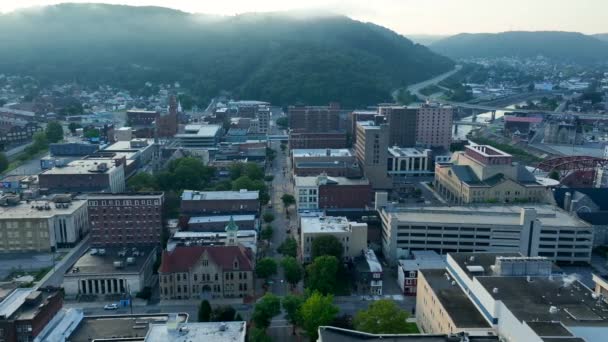 Johnstown Pennsylvania Ustanawia Cel Wschodzie Słońca Centrum Miasta Gdzie Doszło — Wideo stockowe
