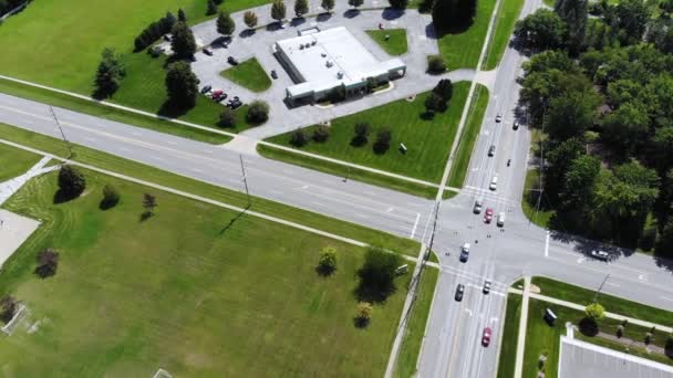 Lent Survol Une Intersection Dans Quartier Affaires Saginaw Michigan Par — Video