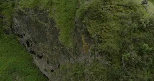 Gürcistan Zorlu Uçurumundaki Vanis Kvabebi Mağara Manastırı Nın Kalıntıları Samtskhe — Stok video