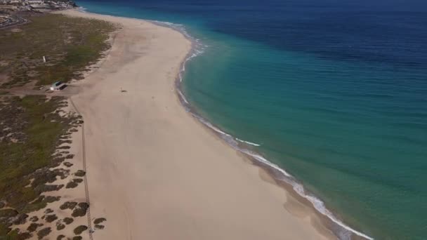 Fantastica Ripresa Aerea Della Spiaggia Morro Jable Giro Spiaggia Con — Video Stock