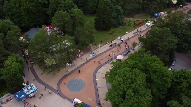 Zdjęcie Lotnicze Ulicy Basanaviciaus Diabelskiego Młyna Letni Dzień Palanga Litwa — Wideo stockowe