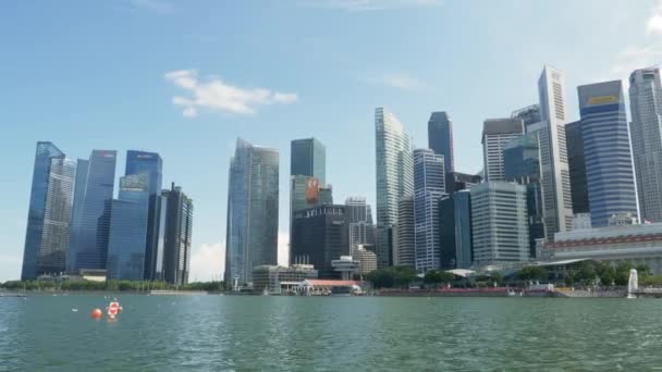 Vista Panorámica Grandes Edificios Del Centro Negocios Singapur — Vídeo de stock