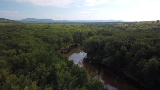 Αεροπλάνο Drone Πάνω Από Αρκετές Στροφές Στον Ποταμό Saco Στο — Αρχείο Βίντεο