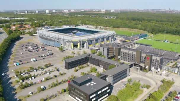 Lövöldözés Brondby Sportkomplexum Stadion Felett Dániában — Stock videók