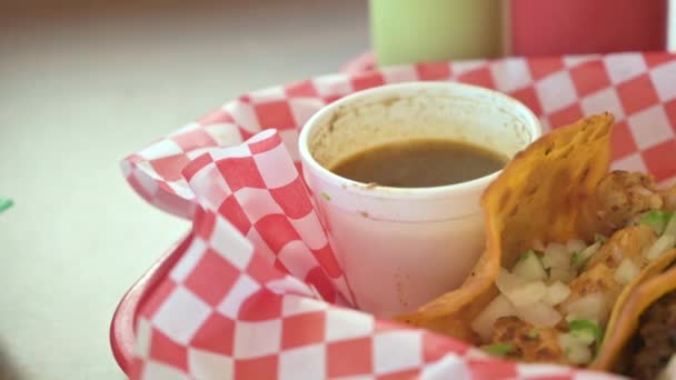 Plate Delicious Birria Tacos Dish Very Popular Mexico Consist Goat — Stock Video