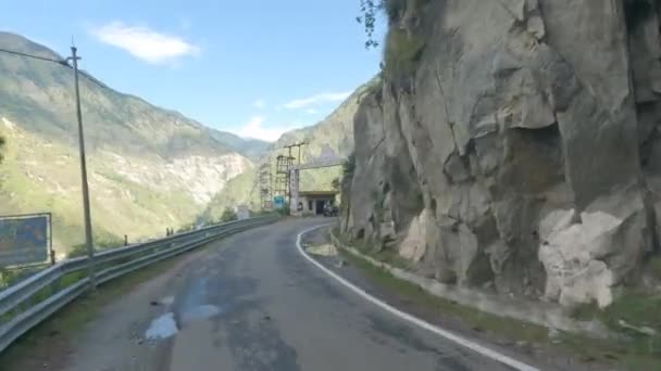 Punto Vista Plano Del Vehículo Que Entra Distrito Kinnaur Himachal — Vídeo de stock