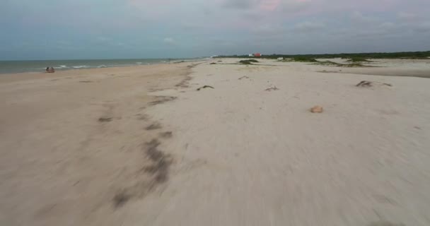 Chuburn Beach Sunset Yucatan Peninsula Kite Surfing — Stock Video