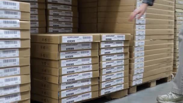 Wniosek Sklepu Ikea Dla Klientów Odbiór Mebli Magazynie Rozdzielczości — Wideo stockowe