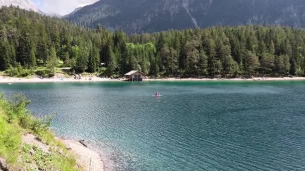 Family Enjoy Watersport Stand Paddle Lake Tyrol Austria — Stock Video