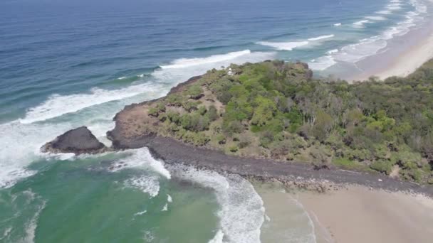 Живописный Вид Мыс Фингал Тасмановое Море Летом Новом Южном Уэльсе — стоковое видео