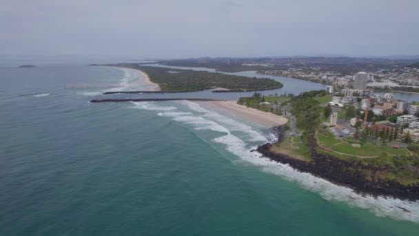 Tweed River Boca Letitia Beach Point Danger Duranbah Beach Austrália — Vídeo de Stock