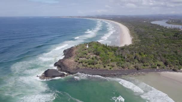 Idyllic Seascape Fingal Headland New South Wales Australia Air Drone — стокове відео