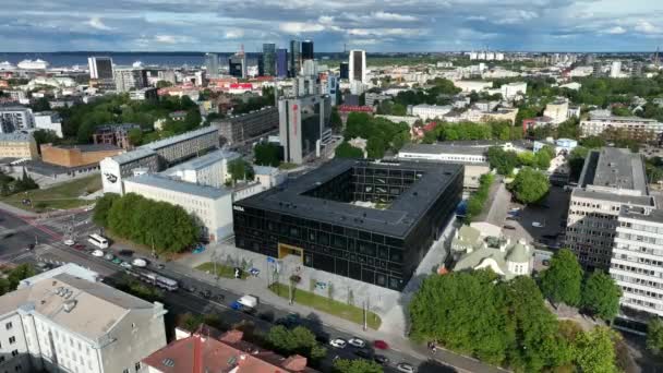 Luchtfoto Van Tallinn School Music Ballet Muba Estland — Stockvideo