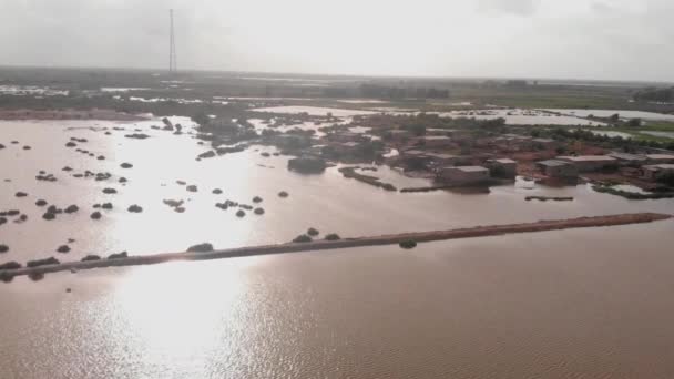 Filmările Drone Fost Capturate Potop Sindh Pakistan Înecând Întregul Câmp — Videoclip de stoc