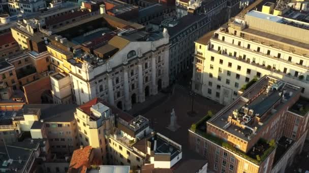 Milano Dal Drone Pomeriggio Soleggiato Borsa Locale Storico Filmato Dell — Video Stock