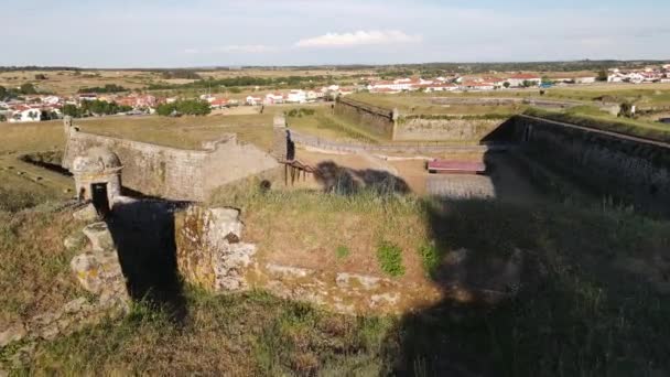 Meczetowe Kamienne Mury Xiv Wiecznej Osadzie Obronnej Twierdza Gwiazda Portugalii — Wideo stockowe