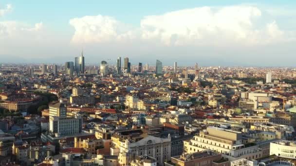 Milano Drone Dans Après Midi Ensoleillé Vol Vers Avant Avec — Video