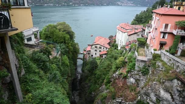 Schilderachtig Dorp Nesso Aan Kust Van Het Comomeer Italië — Stockvideo