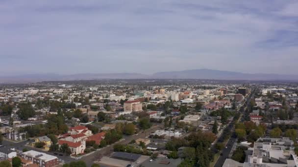 Super Wide Panning Aerial Shot Downtown Bakersfield California — Stock Video