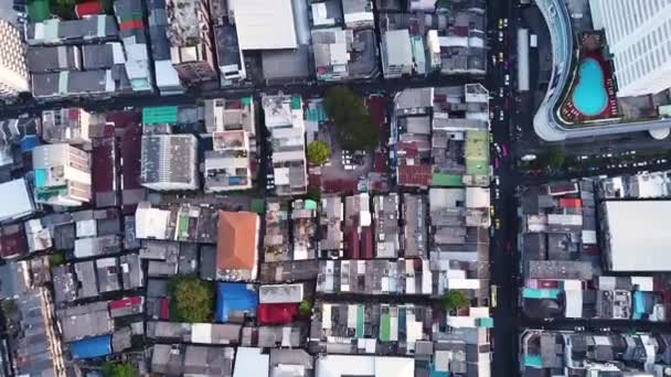 Drone Shots Van Verkeer Straten Bangkok Thailand — Stockvideo