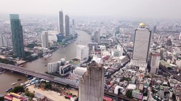 Drone Bilder Den Berömda Sathorn Unique Tower Ghost Tower Bangkok — Stockvideo
