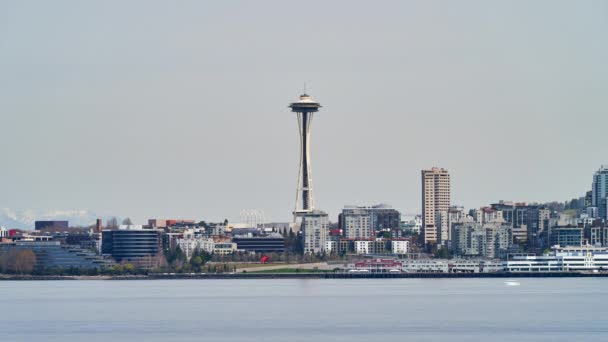 Seattle Washington Space Needle Skyline Cidade Como Visto Outro Lado — Vídeo de Stock
