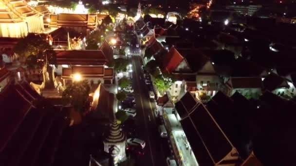 泰国曼谷的无人机拍摄时间为晚上 — 图库视频影像