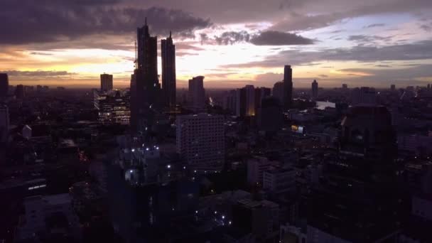 Drone Fotos Bangkok Tailândia Noite — Vídeo de Stock