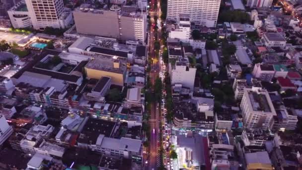 Drone Shots Traffic Streets Bangkok Thailand Night — Stock Video