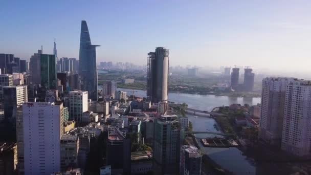 Drone Shots Chi Minh City Saigon Morning Vietnam — Stock Video